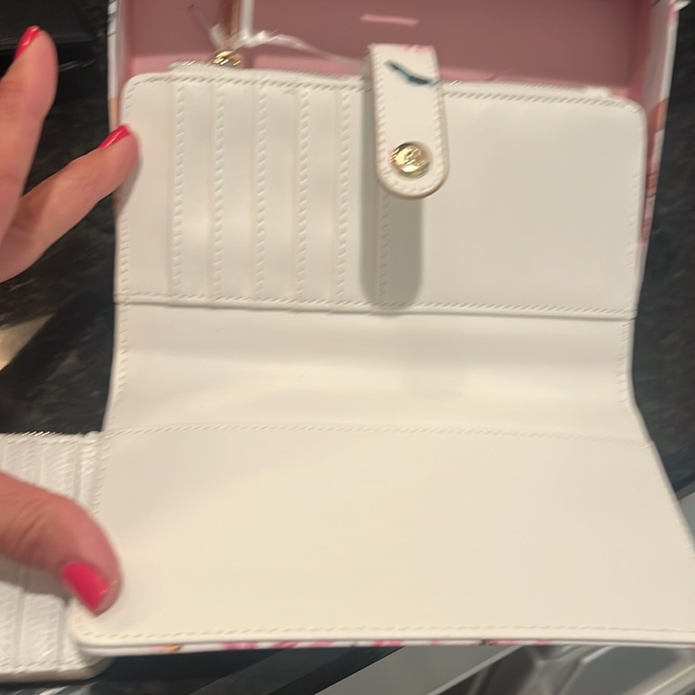 Nanette Lepore Cream Floral Wallet with Pink Accents - Picture 3 of 6